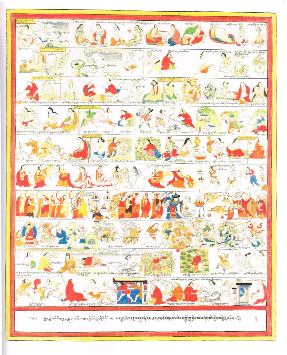 Planche traditionnelle illustrant les règles d'hygiène de vie de la médecine tibétaine